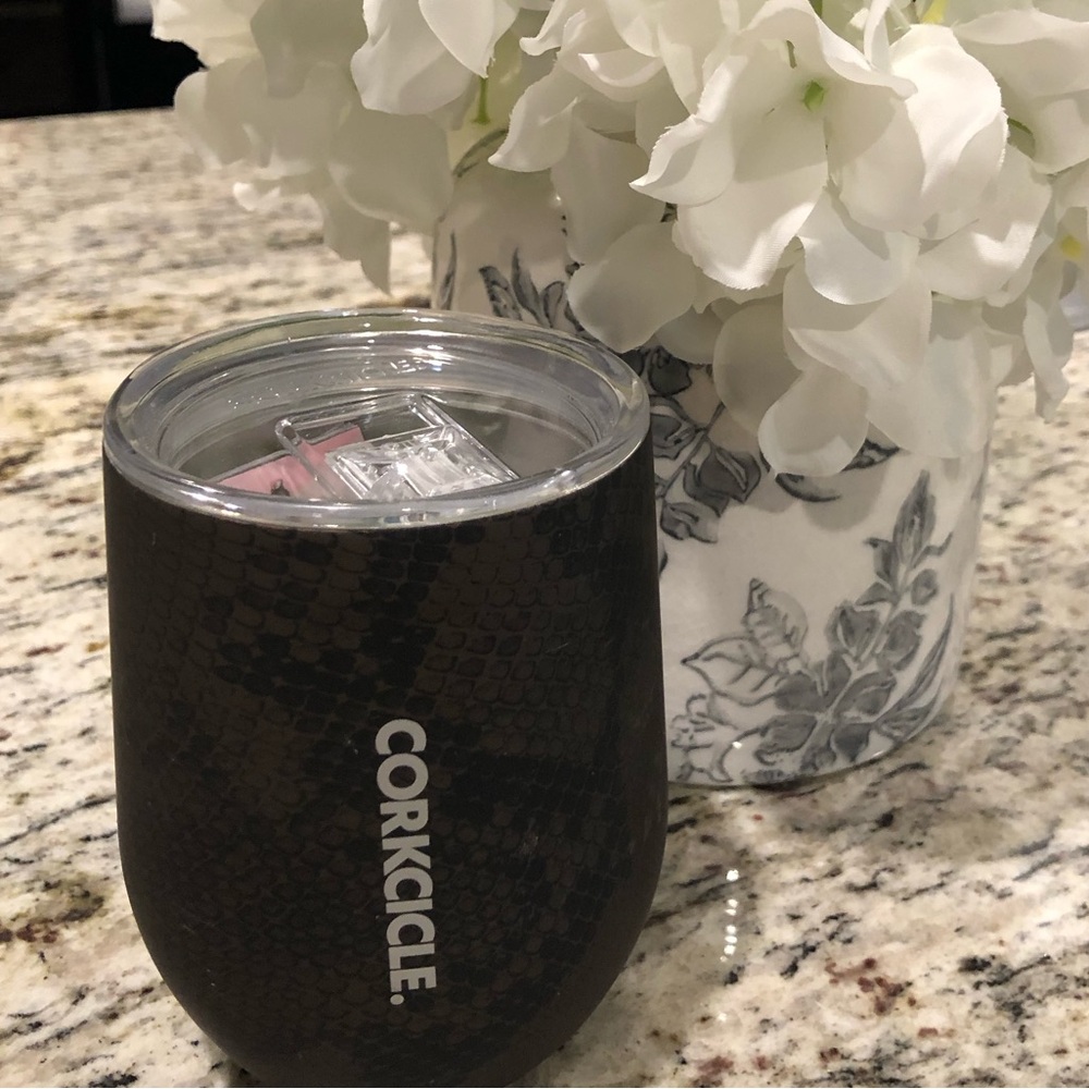 NWT Corkcicle Insulated Tumbler - Dark Brown Snake Print